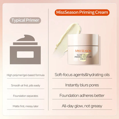 MISS SEASON Glow Velvet Priming Moisture Cream - Pore Blurring & Makeup Gripping Primer