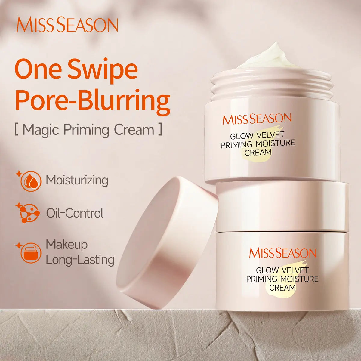 MISS SEASON Glow Velvet Priming Moisture Cream - Pore Blurring & Makeup Gripping Primer